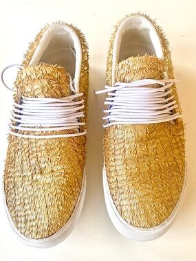 Supra RARE Limited Edition Gold ‘Rafia’ Fringe Lace Up Low Top Sz 8.5